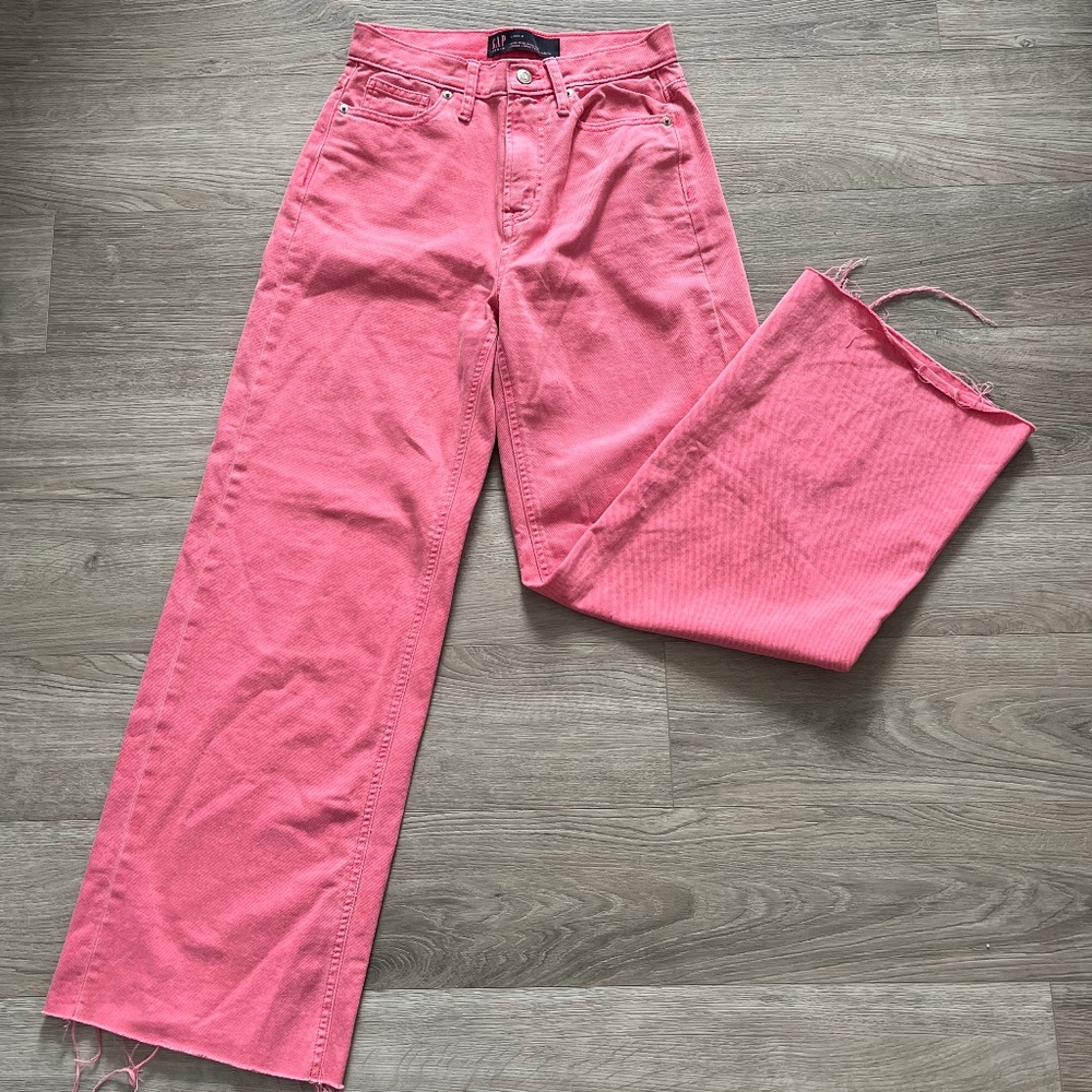 Pink Gap High Rise Wide Leg Jeans